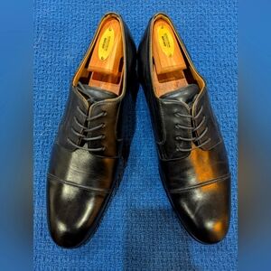 Black Oxfords with Polished Leather and Rounded Toe